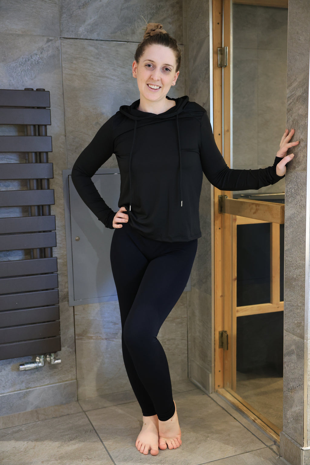 Black Sports Outfit In The Shower & Hottub