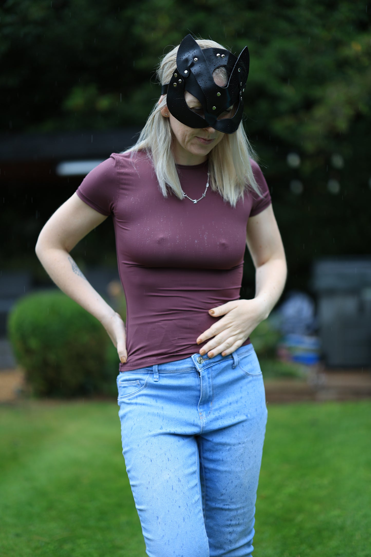 Light Blue Jeans and Polyester Top In Pool