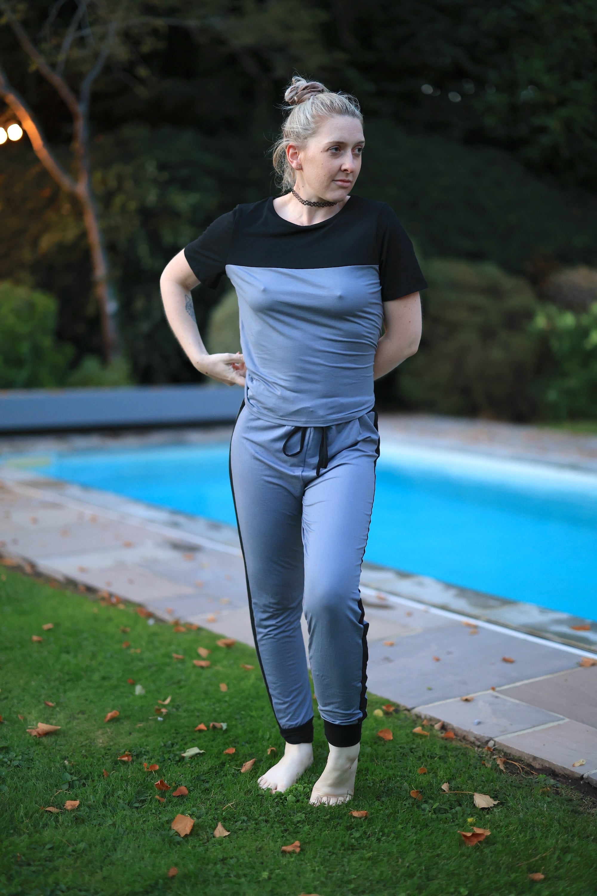 Grey & Black Tracksuit In Pool & Hot tub