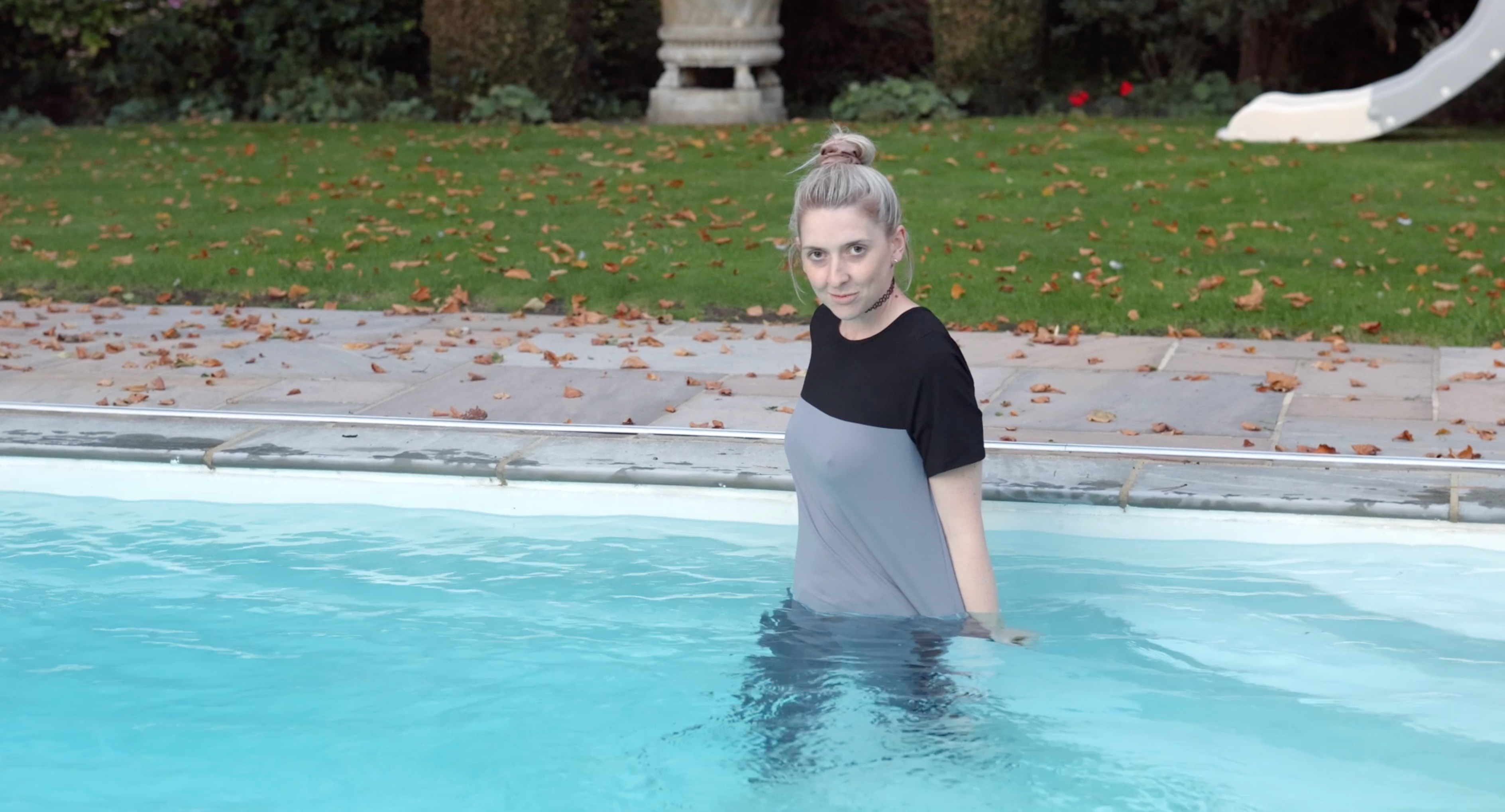 Grey & Black Tracksuit In Pool & Hot tub