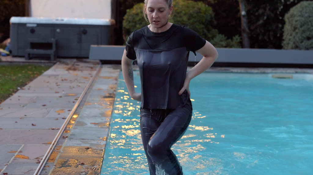 Grey & Black Tracksuit In Pool & Hot tub