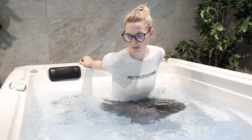 Trousers and Grey Bodysuit in Hottub and Shower