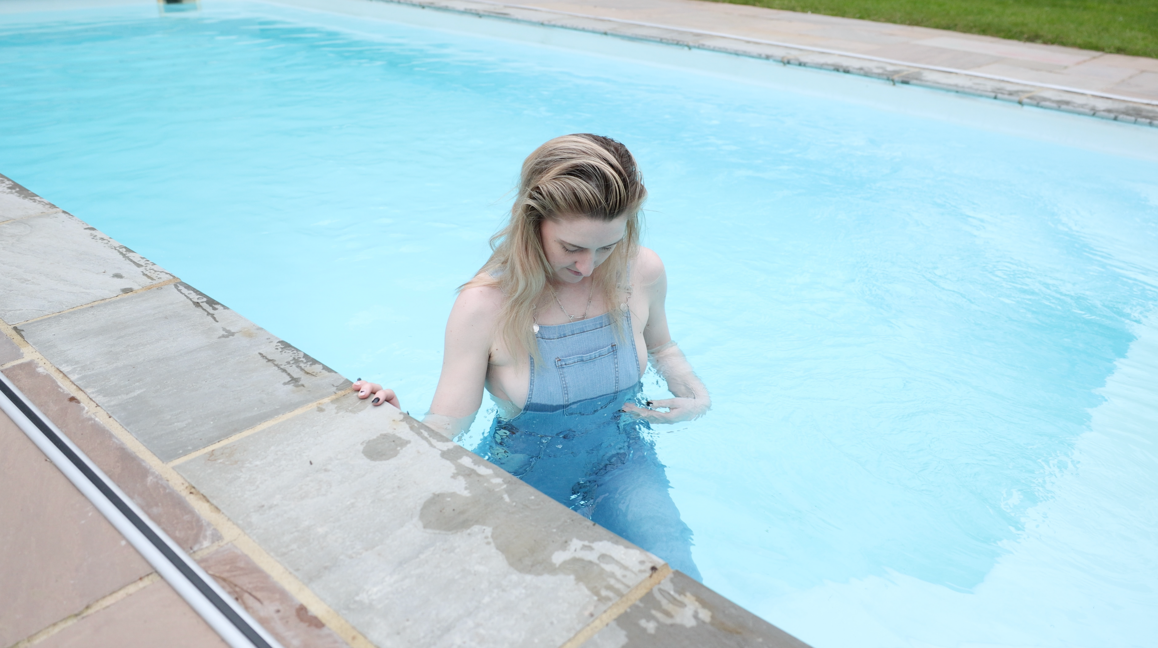 JUST Dungaree's! Soaking wet in the pool & hottub