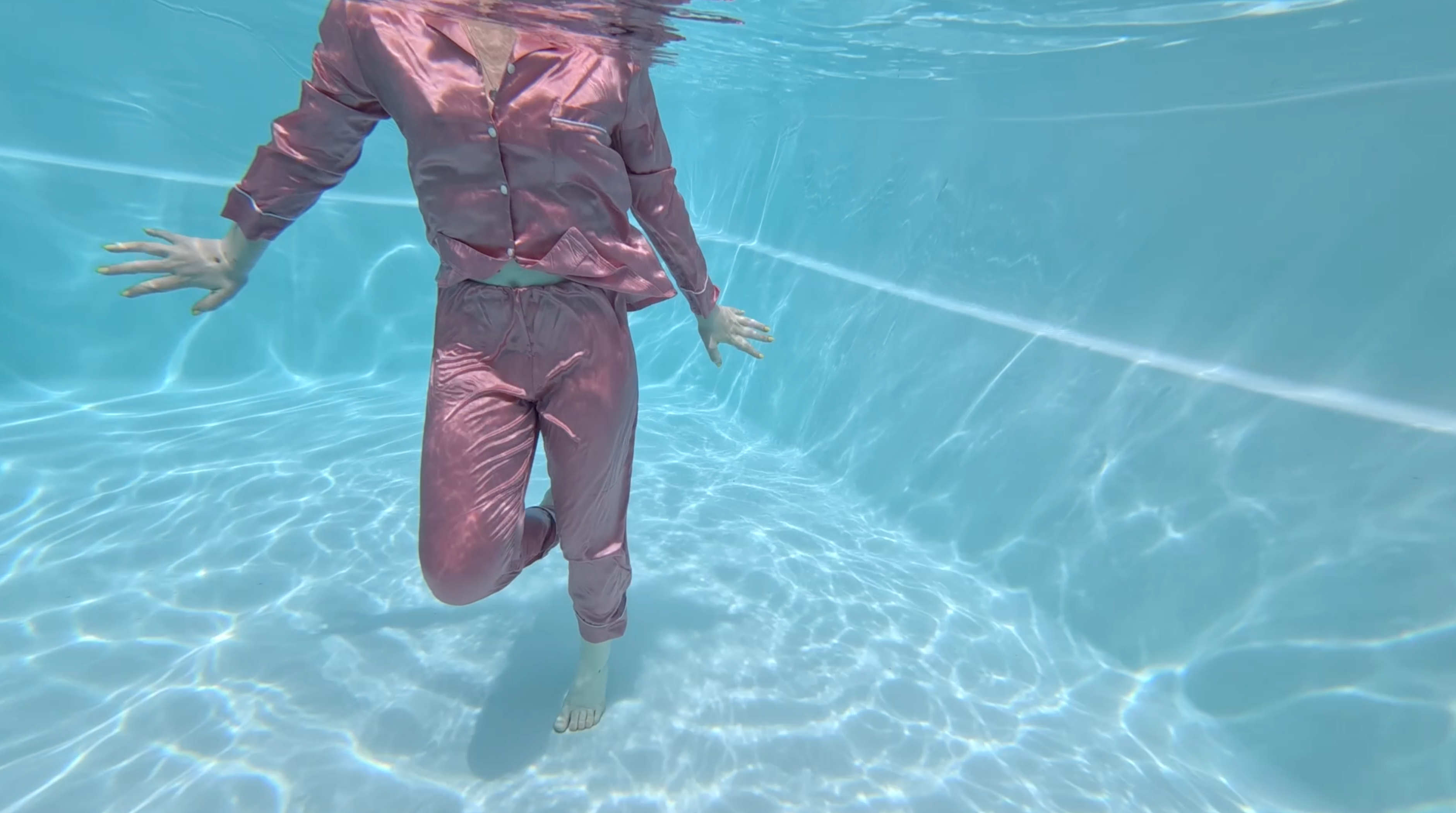 Satin Pyjamas In Pool + Underwater Scenes!