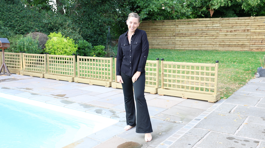 Black Shirt & Black Trousers In Pool & Hottub