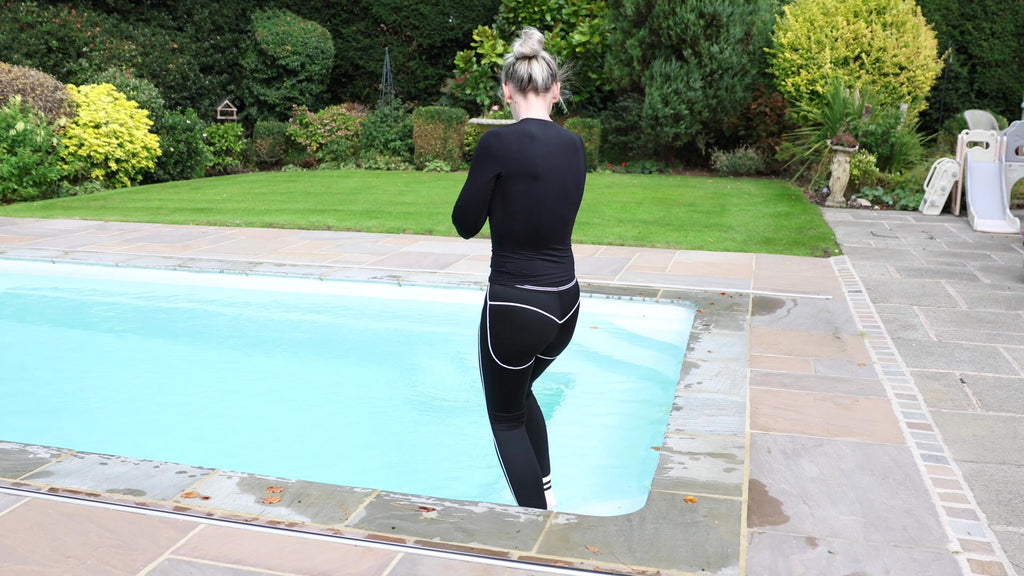 Black Olo Leggings & Long Sleeve Skims Top In Pool